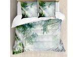 Abakuhaus Copripiumino Rainforest, Sunbeams Shadow Idyll, Antiacaro, Adatto A Chi Soffre Di Allergie, Con Federe, 200 Cm X 200 Cm - 80 X 80 Cm, Verde Bianco