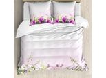 Abakuhaus Copripiumino Con Fiori, Bouquet Profumato Primaverile, Antiacaro, Adatto A Chi Soffre Di Allergie, Con Federe, 155 Cm X 220 Cm - 80 X 80 Cm, Verde Lavanda