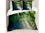 Abakuhaus Set Copripiumino Foresta Pluviale Per Letti Matrimoniali, Foto Foresta Sole, Antiacaro, Adatto A Chi Soffre Di Allergie, Con Federe, Multicolore
