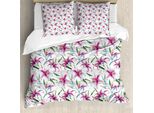 Abakuhaus Copripiumino Blume, Vivid Wilde Lily Flora, Antiacaro, Adatto A Chi Soffre Di Allergie, Con Federe, 200 Cm X 200 Cm - 80 X 80 Cm, Viola Verde