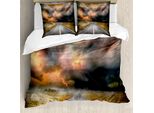 Abakuhaus Copripiumino Naturale, Dusty Gewitterwolken, Antiacaro, Adatto A Chi Soffre Di Allergie, Con Federe, 155 Cm X 220 Cm - 80 X 80 Cm, Arancione Grigio