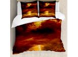 Abakuhaus Copripiumino Naturale, Sturm Full Moon Beams, Antiacaro, Adatto A Chi Soffre Di Allergie, Con Federe, 155 Cm X 220 Cm - 80 X 80 Cm, Arancione Giallo