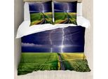 Set Copripiumino Estivo Abakuhaus Per Letti Matrimoniali, Campo Di Tempesta Solare, Antiacaro, Adatto A Chi Soffre Di Allergie, Con Federe, Verde Blu