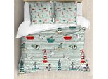 Abakuhaus Copripiumino Leuchtturm, Bottiglia Con Messaggio Gulls, Antiacaro, Adatto A Chi Soffre Di Allergie, Con Federe, 200 Cm X 200 Cm - 80 X 80 Cm, Multicolore