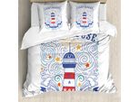 Abakuhaus Copripiumino Leuchtturm, Vintage Sketch Sterne, Antiacaro E Anallergico, Con Federe, 200 Cm X 200 Cm - 80 X 80 Cm, Multicolore
