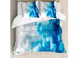 Abakuhaus Copripiumino Astratto, Nuvola Astratta Swirl, Antiacaro, Adatto A Chi Soffre Di Allergie, Con Federe, 200 Cm X 200 Cm - 80 X 80 Cm, Blu E Bianco