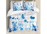 Abakuhaus Copripiumino Astratto, Fiori Selvatici, Antiacaro, Adatto A Chi Soffre Di Allergie, Con Federe, 155 Cm X 220 Cm - 80 X 80 Cm, Blu E Bianco
