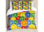 Abakuhaus Copripiumino Astratto, Tropic Orange Fruit, Antiacaro, Adatto A Chi Soffre Di Allergie, Con Federe, 155 Cm X 220 Cm - 80 X 80 Cm, Giallo, Blu, Verde