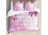 Abakuhaus Set Copripiumino Rosa Per Letti Matrimoniali, Orchidea-Primavera-Petali Di Fiori-Località Termale, Antiacaro, Adatto A Chi Soffre Di Allergie, Con Federe, Rosa