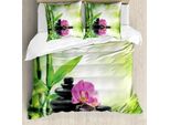 Copripiumino Abakuhaus Spa, Orchidee Rock Wasser, Antiacaro, Adatto A Chi Soffre Di Allergie, Con Federe, 200 Cm X 200 Cm - 80 X 80 Cm, Verde, Rosa,
