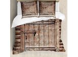 Abakuhaus Copripiumino Rustico, Porta In Legno Log House, Antiacaro, Adatto A Chi Soffre Di Allergie, Con Federe, 155 Cm X 220 Cm - 80 X 80 Cm, Marrone