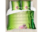 Copripiumino Abakuhaus Spa, Garden Calm Spirit, Antiacaro, Adatto A Chi Soffre Di Allergie, Con Federe, 200 Cm X 200 Cm - 80 X 80 Cm, Verde, Rosa,