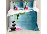 Abakuhaus Copripiumino Spa, Motivo Spa Rock, Antiacaro, Adatto A Chi Soffre Di Allergie, Con Federe, 200 Cm X 200 Cm - 80 X 80 Cm, Blu-Rosa-Verde