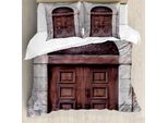 Abakuhaus Copripiumino Rustico, Porta Veneziana Ad Arco, Antiacaro, Adatto A Chi Soffre Di Allergie, Con Federe, 155 Cm X 220 Cm - 80 X 80 Cm, Marrone-Crema