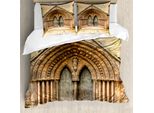 Abakuhaus Copripiumino Rustico, Porta Medievale, Antiacaro, Adatto A Chi Soffre Di Allergie, Con Federe, 200 Cm X 200 Cm - 80 X 80 Cm, Color Crema