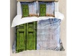 Abakuhaus Copripiumino Rustico, Casa Colorata Porta Antica, Antiacaro Adatto A Chi Soffre Di Allergie Con Federe, 200 Cm X 200 Cm - 80 X 80 Cm, Blu Verde