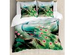 Abakuhaus Copripiumino Peacock, Giardino Fiorito Estivo, Antiacaro, Adatto A Chi Soffre Di Allergie, Con Federe, 155 Cm X 220 Cm - 80 X 80 Cm, Verde Fucsia