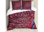 Abakuhaus Copripiumino Peacock, Peacock Bird Surreal, Antiacaro, Adatto A Chi Soffre Di Allergie, Con Federe, 155 Cm X 220 Cm - 80 X 80 Cm, Blu Bordeaux