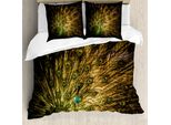 Abakuhaus Copripiumino Pfau, Piume Esotiche Scure, Antiacaro, Adatto A Chi Soffre Di Allergie, Con Federe, 155 Cm X 220 Cm - 80 X 80 Cm, Verde Senape