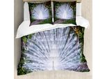Abakuhaus Copripiumino Pfau, Tropical Garden Feder, Antiacaro, Adatto A Chi Soffre Di Allergie, Con Federe, 155 Cm X 220 Cm - 80 X 80 Cm, Bianco Verde