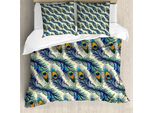 Abakuhaus Copripiumino Pavone, Ornamento Uccello Pavone, Antiacaro, Adatto A Chi Soffre Di Allergie, Con Federe, 155 Cm X 220 Cm - 80 X 80 Cm, Blu Navy, Verde, Arancione