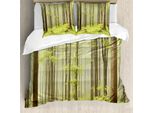 Abakuhaus Copripiumino Wald, Misty FrüHling Natur, Antiacaro, Adatto A Chi Soffre Di Allergie, Con Federe, 200 Cm X 200 Cm - 80 X 80 Cm, Verde Beige
