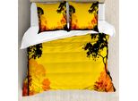 Abakuhaus Copripiumino Wald, Bosco Al Tramonto, Antiacaro, Adatto A Chi Soffre Di Allergie, Con Federe, 200 Cm X 200 Cm - 80 X 80 Cm, Giallo Nero