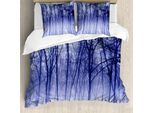 Abakuhaus Copripiumino Wald, Winter-Wald Foggy, Antiacaro, Adatto A Chi Soffre Di Allergie, Con Federe, 155 Cm X 220 Cm - 80 X 80 Cm, Viola, Nero, Grigio