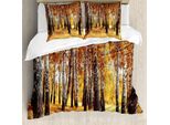 Abakuhaus Copripiumino Wald, Disegno Foglie Autunnali, Antiacaro, Adatto A Chi Soffre Di Allergie, Con Federe, 155 Cm X 220 Cm - 80 X 80 Cm, Arancione Marrone
