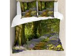Abakuhaus Copripiumino Wald, Sentiero Tra Campanule, Antiacaro, Adatto A Chi Soffre Di Allergie, Con Federe, 200 Cm X 200 Cm - 80 X 80 Cm, Verde, Viola Marrone