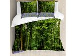 Abakuhaus Copripiumino Wald, Fiori Bluebell Wald, Antiacaro, Adatto A Chi Soffre Di Allergie, Con Federe, 200 Cm X 200 Cm - 80 X 80 Cm, Viola Verde