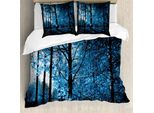 Abakuhaus Copripiumino Wald, Herbst-Waldland, Antiacaro, Adatto A Chi Soffre Di Allergie, Con Federe, 200 Cm X 200 Cm - 80 X 80 Cm, Blu Nero
