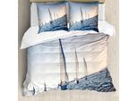 Abakuhaus Copripiumino Nautico, Vela Sportiva Da Regata, Antiacaro, Adatto A Chi Soffre Di Allergie, Con Federe, 155 Cm X 220 Cm - 80 X 80 Cm, Blu Bianco