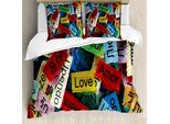 Abakuhaus Copripiumino Love, Composizione Parole Love, Antiacaro, Adatto A Chi Soffre Di Allergie, Con Federe, 200 Cm X 200 Cm - 80 X 80 Cm, Multi