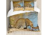 Abakuhaus Copripiumino Safari, Leopardo In Safari, Antiacaro, Adatto A Chi Soffre Di Allergie, Con Federe, 155 Cm X 220 Cm - 80 X 80 Cm, Marrone Chiaro