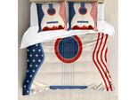 Abakuhaus Copripiumino Musicale, Chitarra Country, Antiacaro, Adatto A Chi Soffre Di Allergie, Con Federe, 200 Cm X 200 Cm - 80 X 80 Cm, Crema Rosso Blu