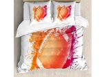Abakuhaus Copripiumino Sportivo, Rugbyball Sport Splash, Antiacaro, Adatto A Chi Soffre Di Allergie, Con Federe, 155 Cm X 220 Cm - 80 X 80 Cm, Arancione Rosso