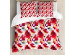 Abakuhaus Copripiumino Mohn, Acquerello Romantico, Antiacaro, Adatto A Chi Soffre Di Allergie, Con Federe, 155 Cm X 220 Cm - 80 X 80 Cm, Blu Rosso