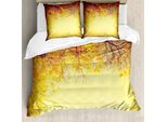 Abakuhaus Copripiumino, Motivo Autunnale Retrò, Antiacaro, Adatto A Chi Soffre Di Allergie, Con Federe, 155 Cm X 220 Cm - 80 X 80 Cm, Arancione Giallo