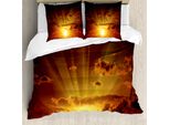 Abakuhaus Set Copripiumino Naturale Per Letti Matrimoniali, Tramonto Magico Infuocato, Antiacaro, Adatto A Chi Soffre Di Allergie, Con Federe, Arancione