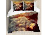Abakuhaus Copripiumino Wolken, Bellezza Naturale Tramonto, Antiacaro Adatto A Chi Soffre Di Allergie Con Federe, 200 Cm X 200 Cm - 80 X 80 Cm, Arancione Bianco Marrone