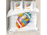 Abakuhaus Copripiumino Sportivo, Rugbyball Splash Effect, Antiacaro, Adatto A Chi Soffre Di Allergie, Con Federe, 155 Cm X 220 Cm - 80 X 80 Cm, Multicolore