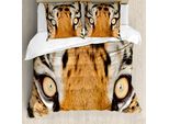 Abakuhaus Copripiumino Safari, Tiger Eyes Wilde, Antiacaro, Adatto A Chi Soffre Di Allergie, Con Federe, 200 Cm X 200 Cm - 80 X 80 Cm, Arancione E Nero