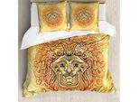 Abakuhaus Copripiumino Safari, Leone Zodiaco Astrologia, Antiacaro Adatto A Chi Soffre Di Allergie Con Federe, 200 Cm X 200 Cm - 80 X 80 Cm, Giallo Arancione