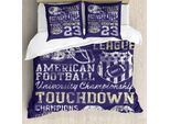 Abakuhaus Copripiumino Sportivo, Retro American Football, Antiacaro, Adatto A Chi Soffre Di Allergie, Con Federe, 155 Cm X 220 Cm - 80 X 80 Cm, Viola