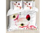 Abakuhaus Copripiumino Mohn, Fiori Vintage Poppy, Antiacaro, Adatto A Chi Soffre Di Allergie, Con Federe, 155 Cm X 220 Cm - 80 X 80 Cm, Rosa Rosso