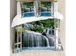 Abakuhaus Copripiumino Waterfall, Majestic Paradise, Antiacaro, Adatto A Chi Soffre Di Allergie, Con Federe, 200 Cm X 200 Cm - 80 X 80 Cm, Blu Verde