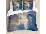 Abakuhaus Copripiumino Wolken, Pioggia Tempesta Nuvole Cielo, Antiacaro Adatto A Chi Soffre Di Allergie Con Federe, 200 Cm X 200 Cm - 80 X 80 Cm, Blu Bianco