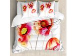 Abakuhaus Copripiumino Mohn, Papaveri In Fiore, Antiacaro, Adatto A Chi Soffre Di Allergie, Con Federe, 155 Cm X 220 Cm - 80 X 80 Cm, Rosso-Bianco