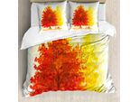 Abakuhaus Copripiumino, Fall Snowy-Winter-Pino, Antiacaro, Adatto A Chi Soffre Di Allergie, Con Federe, 155 Cm X 220 Cm - 80 X 80 Cm, Giallo Arancione